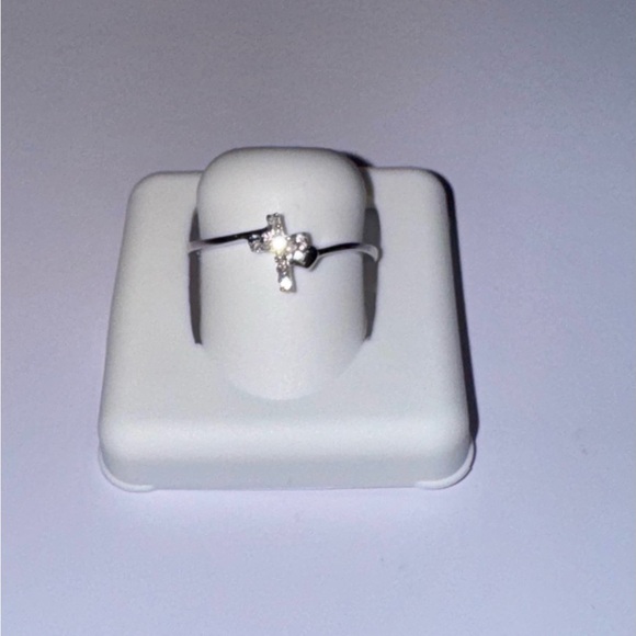Genuine Natural Diamond Cross Heart Ring, Elegant gift for her Real diamond Ring - Picture 4 of 5